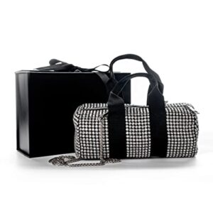 Plursona Bella Rhinestone Purse Luxury Sparkly Silver With Top Handle and Detachable Cross Body Bag Chain