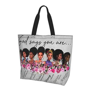 Afro Women Tote Bags African American Shoulder Bag Black Girl Satchel Handbags For Shopping Work Grocery Gym