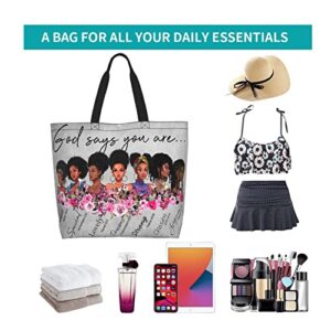 Afro Women Tote Bags African American Shoulder Bag Black Girl Satchel Handbags For Shopping Work Grocery Gym