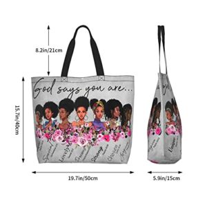 Afro Women Tote Bags African American Shoulder Bag Black Girl Satchel Handbags For Shopping Work Grocery Gym