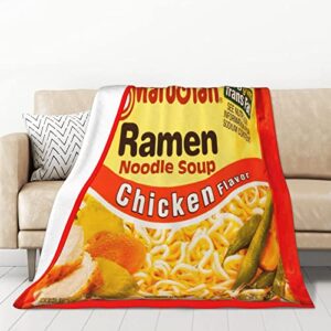 Ramen Noodle Soup - Beef Flavor Ramen Noodles Soup Throw Blanket Fuzzy Plush Fleece Instant Noodle Blankets Soft Cozy Microfiber Flannel Blanket for Couch Bed Decor Travel 50"X40"