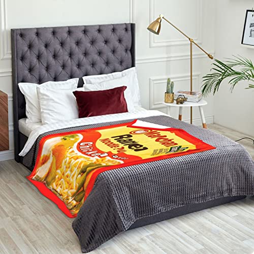 Ramen Noodle Soup - Beef Flavor Ramen Noodles Soup Throw Blanket Fuzzy Plush Fleece Instant Noodle Blankets Soft Cozy Microfiber Flannel Blanket for Couch Bed Decor Travel 50"X40"