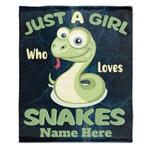 abheda snakes custom blanket for girl women just a girl who loves snakes blanket personalize namesuper blanket soft throw warm gift for snakes lover birthday graduate blankets 60″x50″ for teen