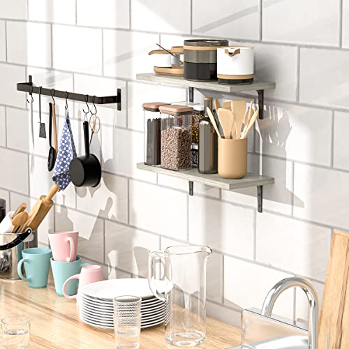 MDLUFFY Floating Shelves Set of 2 Home Decor Wall Mounted Rustic Retro Storage Shelf Rack for Office Bedroom Living Room