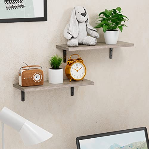 MDLUFFY Floating Shelves Set of 2 Home Decor Wall Mounted Rustic Retro Storage Shelf Rack for Office Bedroom Living Room
