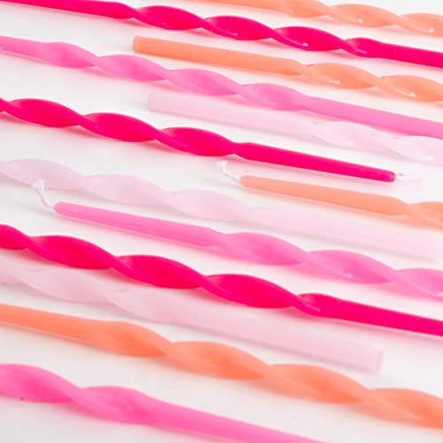 Meri Meri Pink Twisted Long Candles (Pack of 16)
