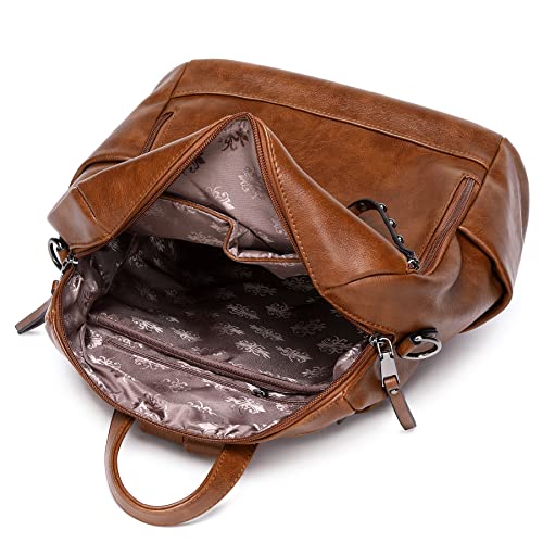 sqlp Leather Backpack Purse for Women Small Size Ladies Fashion Everyday Travel Shoulder Bags Student Bag Brown