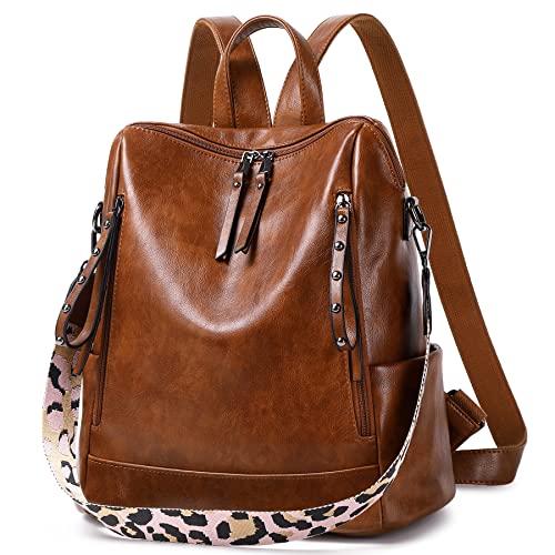 sqlp Leather Backpack Purse for Women Small Size Ladies Fashion Everyday Travel Shoulder Bags Student Bag Brown