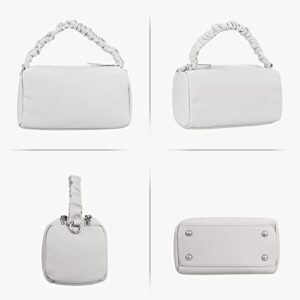 FUKUYIN Genuine Leather Purses and Handbags for Women - Crossbody Shoulder Bag Top Handle Hobo Tote Handbag (White)