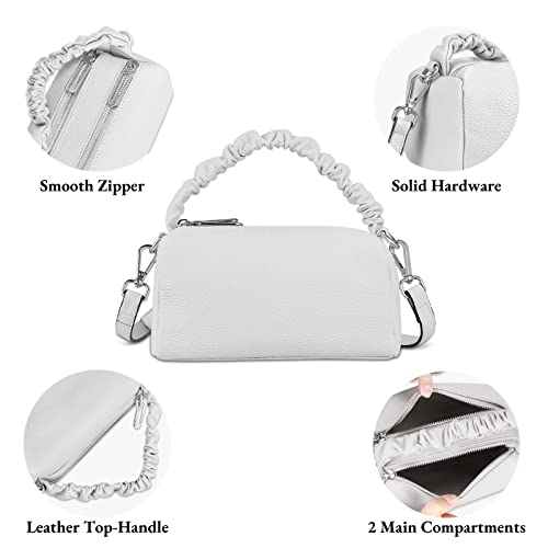 FUKUYIN Genuine Leather Purses and Handbags for Women - Crossbody Shoulder Bag Top Handle Hobo Tote Handbag (White)