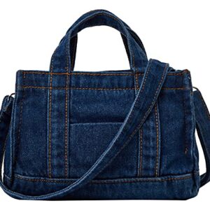 Obosoyo Womens Denim Handbag Shoulder Lady Crossbody Bag Tote Messenger Satchel Purse Small Square Bag for Teen Girls Women