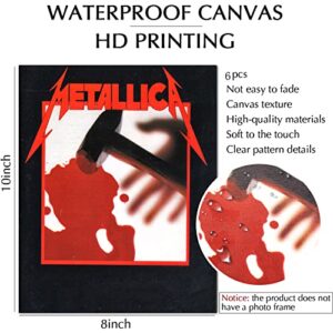 pictures Metallica Poster - Set of 6 8*10 Inch Frameless Canvas Posters Rock Retro Band Music Men Ladies Teen Boys Fan Lovers halloween christmas gift, black