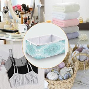 Kigai Aqua Turquoise Mandala Fabric Storage Bin 11" x 11" x 11" Cube Baskets Collapsible Store Basket Bins for Home Closet Bedroom Drawers Organizers