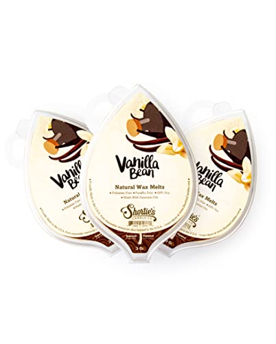 Shortie's Candle Company Vanilla Bean Natural Soy Wax Melts 3 Pack - 3 Highly Scented 3 Oz. Bars - Made with 100% Soy and Essential Fragrance Oils - Phthalate & Paraffin Free, Vegan, Non-Toxic