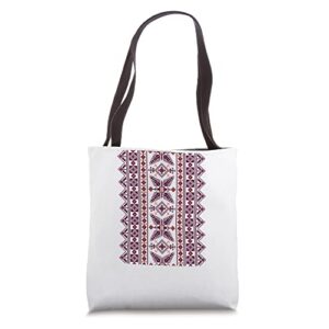ukrainian folk ethnic pattern ornament – thread embroidery tote bag