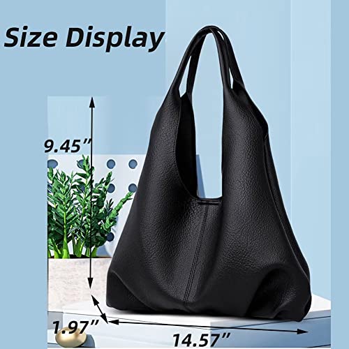 EDIWER Soft Leather Shoulder Bag for Girls Large Capacity Satchel Designer Hobo Bag Handbag Casual Top Handle Bag for Work