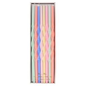 meri meri mixed twisted long candles (pack of 16)