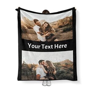 mihanfa custom blanket with photo text personalized i love you couples gifts for boyfriend girlfriend wife husband birthday anniversary valentines day gifts for him her men women – 50×60 2 photo