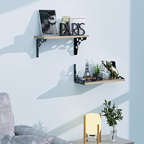 MDLUFFY Floating Shelves Set of 2 Home Decor Wall Mounted Rustic Retro Storage Shelf Rack for Office Bedroom Living Room