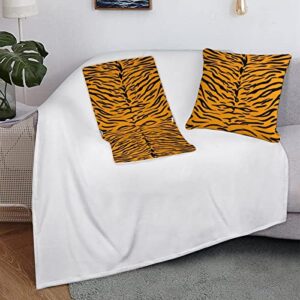 Tiger Skin Pattern Fleece Blanket Throw Cushion Travel Packable Plush Blankets for Office Bed Sofa Couch Camping 60x70 Inches