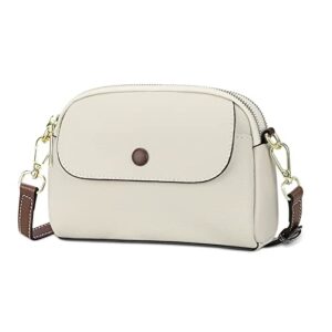 FUKUTAI Genuine Leather Crossbody Bag for Women - Shoulder Cross Body Handbags Purses Lightweight & Soft (White)