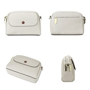 FUKUTAI Genuine Leather Crossbody Bag for Women - Shoulder Cross Body Handbags Purses Lightweight & Soft (White)