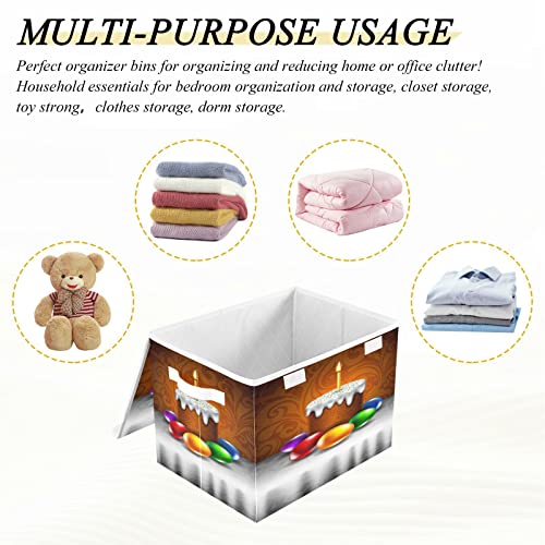 Kigai Easter Egg Cake Candle Storage Basket with Lid Collapsible Storage Bin Fabric Box Closet Organizer for Home Bedroom Office 1 Pack