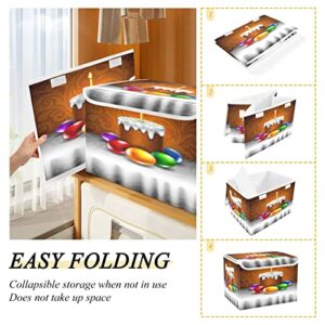 Kigai Easter Egg Cake Candle Storage Basket with Lid Collapsible Storage Bin Fabric Box Closet Organizer for Home Bedroom Office 1 Pack