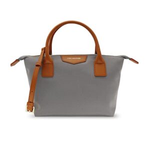 women lightweight waterproof nylon handbag shoulder totes crossbody bag,leather shoulder handbags and travel work purse (light grey)