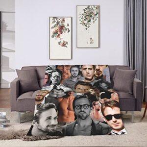 Ryan Gosling Collage Ultra-Soft Micro Fleece Throw Blanket Warm Comfortable Versatile Blanket for Sofa and Travel