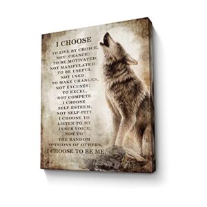 motivational wolf canvas wall art christian wolf gift for men picture wall decor inspirational quotes painting framed modern artwork for bedroom bathroom office home decor 12×16 inch