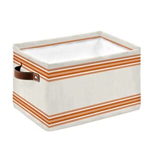 Storage Bins, Farmhouse Orange Stripe Storage Baskets for Organizing Closet Shelves Clothes Decorative Fabric Baskets Large Storage Cubes with Handles