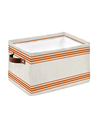 Storage Bins, Farmhouse Orange Stripe Storage Baskets for Organizing Closet Shelves Clothes Decorative Fabric Baskets Large Storage Cubes with Handles