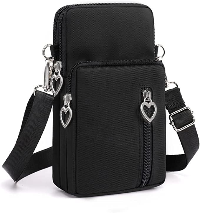 Small Crossbody Bags for Women, Black Waterproof Cell Phone Crossbody Wallet Purse Handbags Mens Gym Bags, Detachable Strap Multi Pocket Casual Outdoor Sling Designer Crossbody Bags for Women Unisex