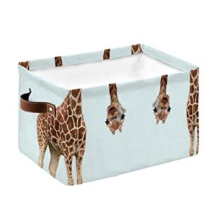 Storage Bins, Funny Cute Giraffe Storage Baskets for Organizing Closet Shelves Clothes Decorative Fabric Baskets Large Storage Cubes with Handles