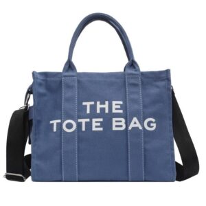 canvas tote bag for women travel shoulder bag crossbody bags for women tote bag with zipper handbags for women (blue)