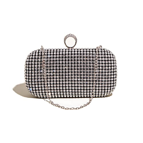 Bandkos Clutch Purse for Women Rhinestone Evening Bag Sparky Bling Crystal Purses Chain Shoulder Bag for Wedding Party Prom