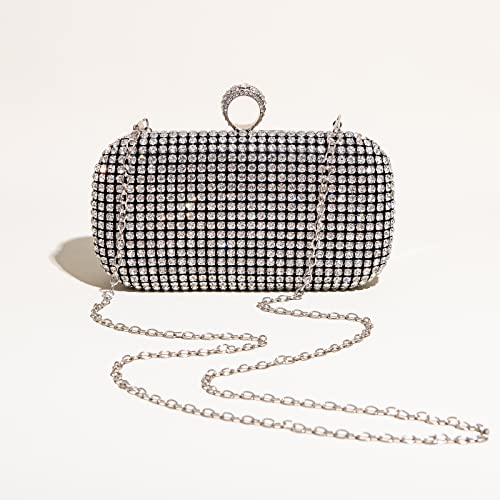 Bandkos Clutch Purse for Women Rhinestone Evening Bag Sparky Bling Crystal Purses Chain Shoulder Bag for Wedding Party Prom