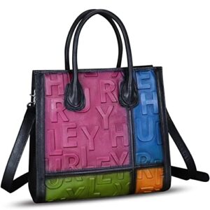 genuine leather satchel for women embossed leather handbag top handle handbags handmade purse crossbody work tote bag (multicolor1)