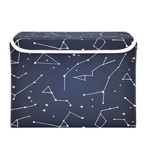 kigai constellation star blue storage basket with lid collapsible storage bin fabric box closet organizer for home bedroom office 1 pack