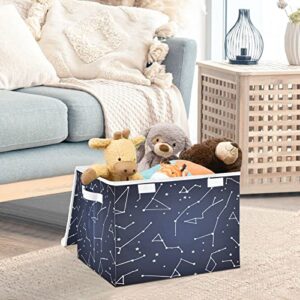 Kigai Constellation Star Blue Storage Basket with Lid Collapsible Storage Bin Fabric Box Closet Organizer for Home Bedroom Office 1 Pack