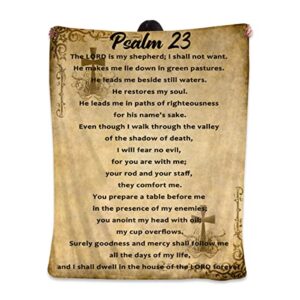 psalm 23 blanket christian gifts (60x50inch)- religious throw blanket soft lightweight cozy plush warm blankets for women men