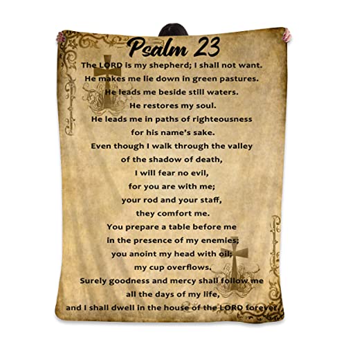 Psalm 23 Blanket Christian Gifts (60x50inch)- Religious Throw Blanket Soft Lightweight Cozy Plush Warm Blankets for Women Men