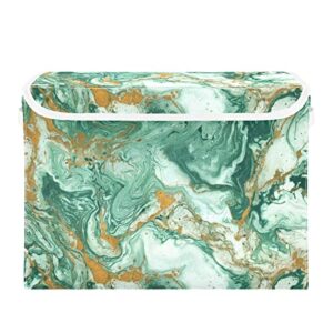 kigai marble texture storage basket with lid collapsible storage bin fabric box closet organizer for home bedroom office 1 pack