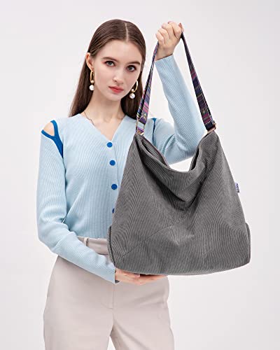 Tote Bag Women Large Crossbody Bag Stylish Handbag for Women Corduroy Hobo Bag Fashion shoulder Bag Purse (Beige)