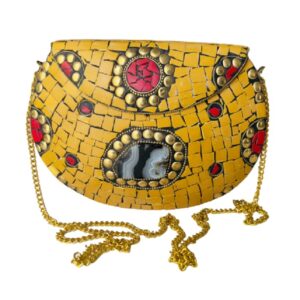 Metal Mosaic Yellow Clutch Bag