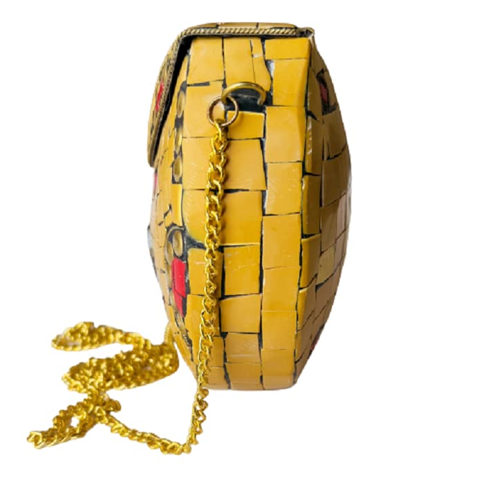 Metal Mosaic Yellow Clutch Bag