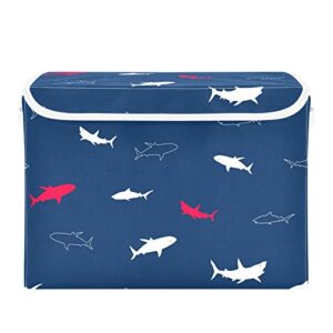 kigai cute shark storage baskets for shelves foldable closet basket storage bins with lid for clothes home office toys organizers
