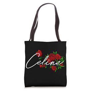 celine t-shirt floral rose celine name birthday shirt gift tote bag