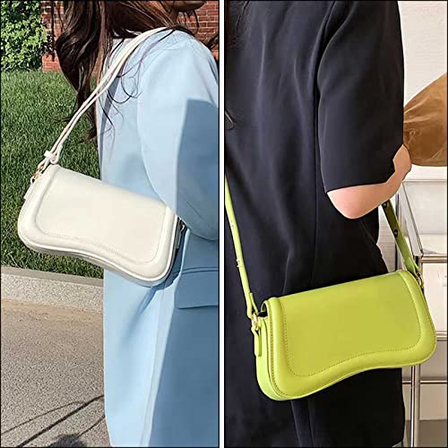 Qiayime Shoulder Bags for women Faux Leather Fashion Ladies Crossbody Clutch Purses Underarm Small Bag Tote Handbag (White)